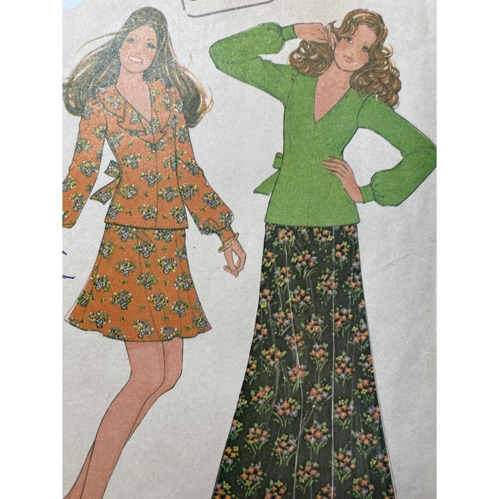 Vtg McCall's 1970s Pattern 3815  Misses Jrs  Cottagecore Mini Maxi Skirt Blouse